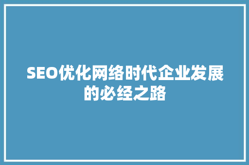 SEO优化网络时代企业发展的必经之路