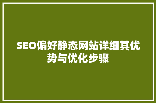 SEO偏好静态网站详细其优势与优化步骤