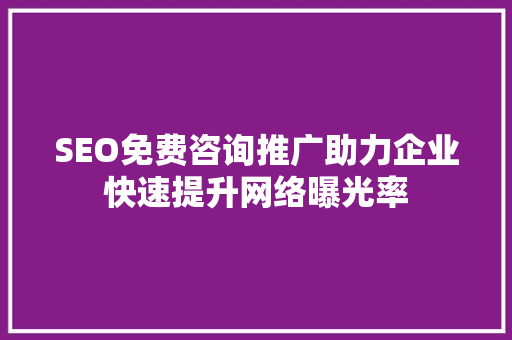 SEO免费咨询推广助力企业快速提升网络曝光率