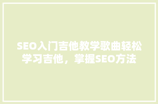 SEO入门吉他教学歌曲轻松学习吉他，掌握SEO方法