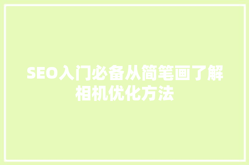 SEO入门必备从简笔画了解相机优化方法