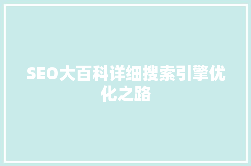SEO大百科详细搜索引擎优化之路