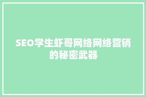 SEO学生虾哥网络网络营销的秘密武器