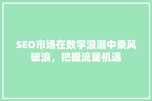 SEO市场在数字浪潮中乘风破浪，把握流量机遇