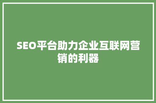 SEO平台助力企业互联网营销的利器