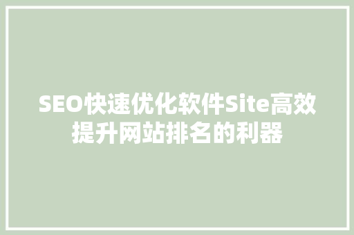 SEO快速优化软件Site高效提升网站排名的利器