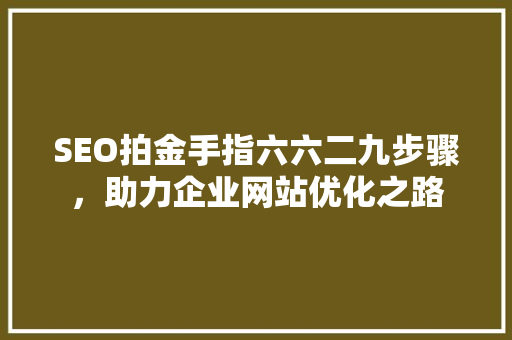 SEO拍金手指六六二九步骤，助力企业网站优化之路