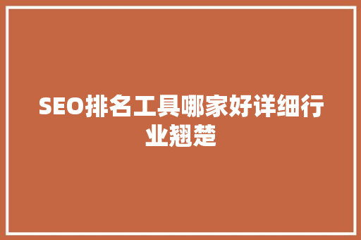 SEO排名工具哪家好详细行业翘楚
