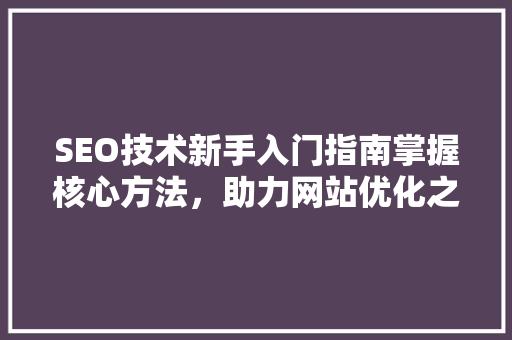SEO技术新手入门指南掌握核心方法，助力网站优化之路