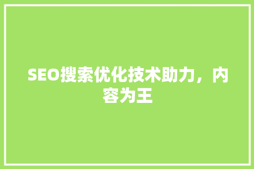SEO搜索优化技术助力，内容为王