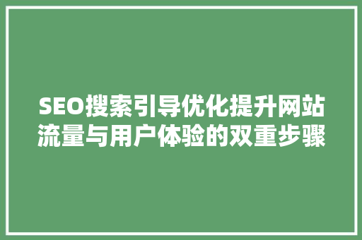 SEO搜索引导优化提升网站流量与用户体验的双重步骤