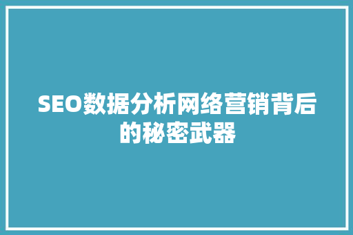 SEO数据分析网络营销背后的秘密武器