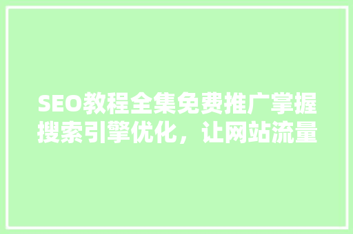 SEO教程全集免费推广掌握搜索引擎优化，让网站流量翻倍