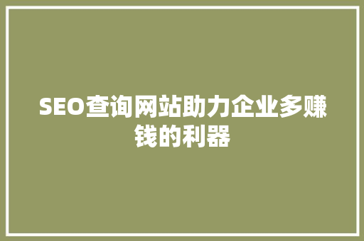 SEO查询网站助力企业多赚钱的利器