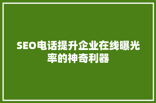 SEO电话提升企业在线曝光率的神奇利器
