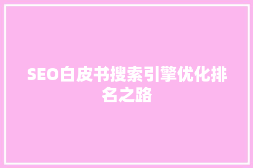 SEO白皮书搜索引擎优化排名之路