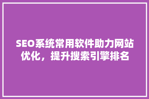 SEO系统常用软件助力网站优化，提升搜索引擎排名