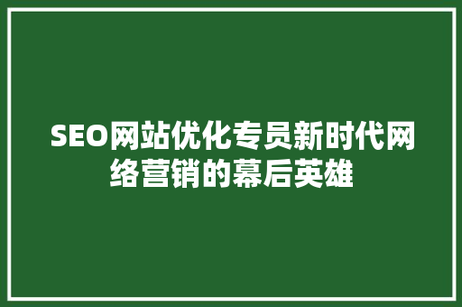 SEO网站优化专员新时代网络营销的幕后英雄