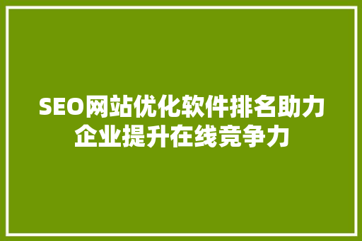 SEO网站优化软件排名助力企业提升在线竞争力