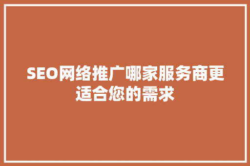 SEO网络推广哪家服务商更适合您的需求