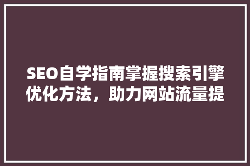 SEO自学指南掌握搜索引擎优化方法，助力网站流量提升