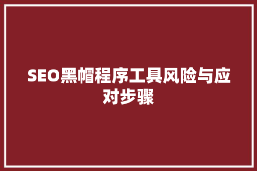SEO黑帽程序工具风险与应对步骤