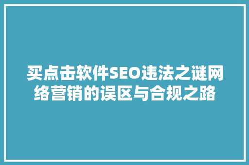买点击软件SEO违法之谜网络营销的误区与合规之路