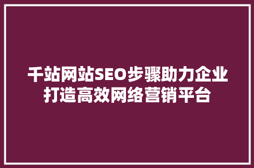 千站网站SEO步骤助力企业打造高效网络营销平台