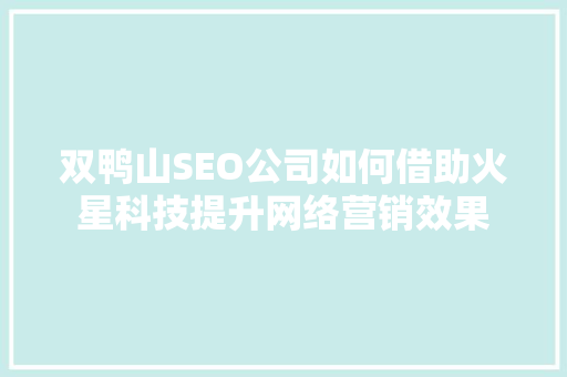 双鸭山SEO公司如何借助火星科技提升网络营销效果