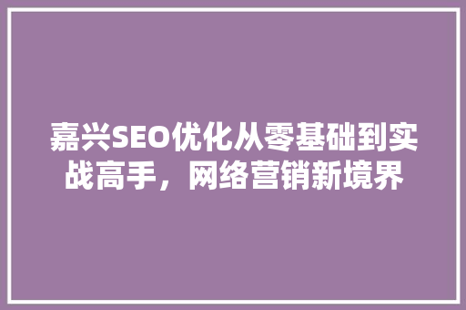 嘉兴SEO优化从零基础到实战高手，网络营销新境界