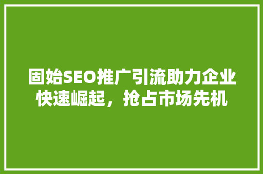 固始SEO推广引流助力企业快速崛起，抢占市场先机