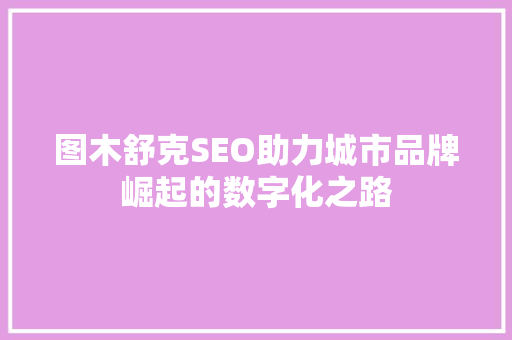 图木舒克SEO助力城市品牌崛起的数字化之路