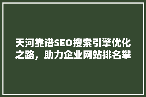 天河靠谱SEO搜索引擎优化之路，助力企业网站排名攀升