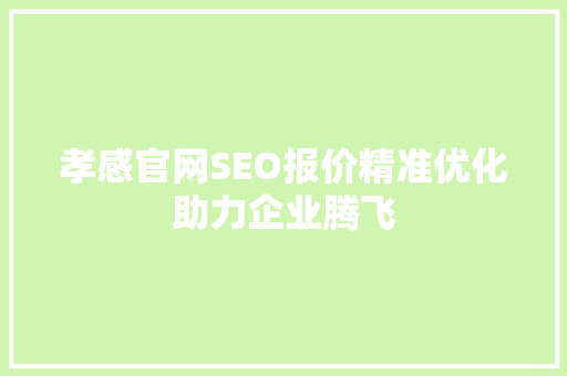孝感官网SEO报价精准优化助力企业腾飞