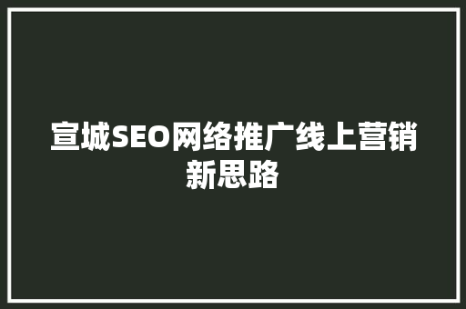 宣城SEO网络推广线上营销新思路