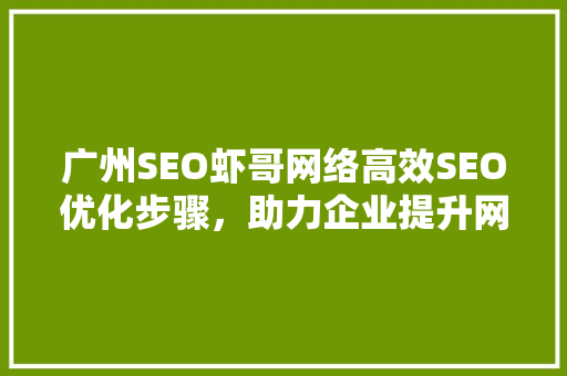 广州SEO虾哥网络高效SEO优化步骤，助力企业提升网络竞争力