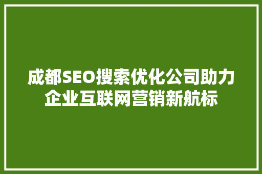 成都SEO搜索优化公司助力企业互联网营销新航标
