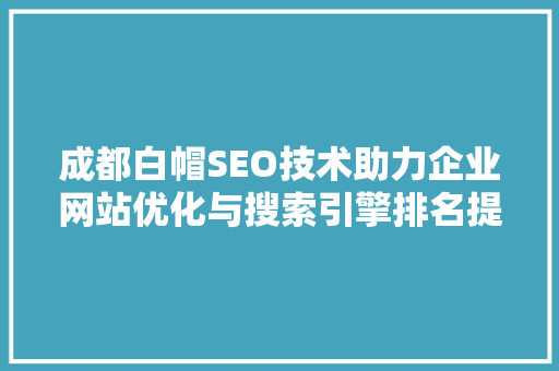 成都白帽SEO技术助力企业网站优化与搜索引擎排名提升