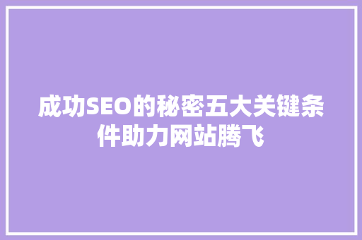 成功SEO的秘密五大关键条件助力网站腾飞