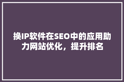 换IP软件在SEO中的应用助力网站优化，提升排名