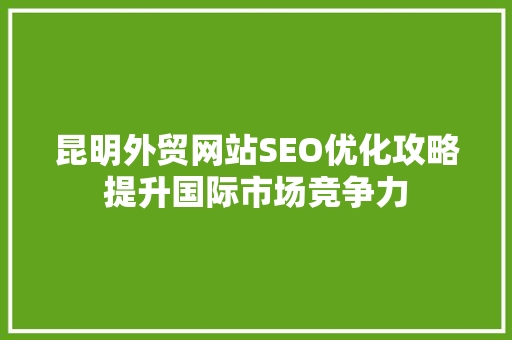 昆明外贸网站SEO优化攻略提升国际市场竞争力