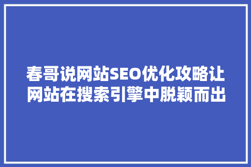 春哥说网站SEO优化攻略让网站在搜索引擎中脱颖而出