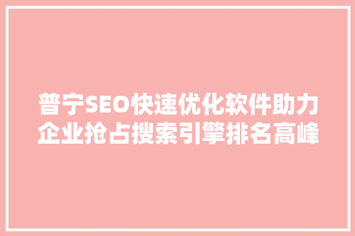 普宁SEO快速优化软件助力企业抢占搜索引擎排名高峰