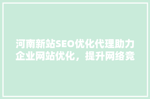 河南新站SEO优化代理助力企业网站优化，提升网络竞争力