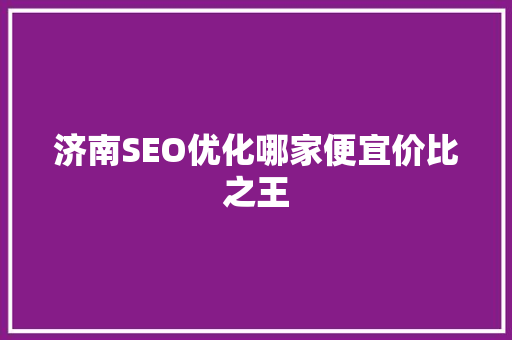 济南SEO优化哪家便宜价比之王