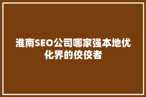 淮南SEO公司哪家强本地优化界的佼佼者