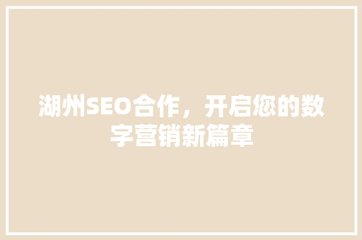 湖州SEO合作，开启您的数字营销新篇章