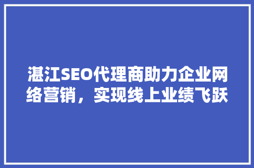 湛江SEO代理商助力企业网络营销，实现线上业绩飞跃
