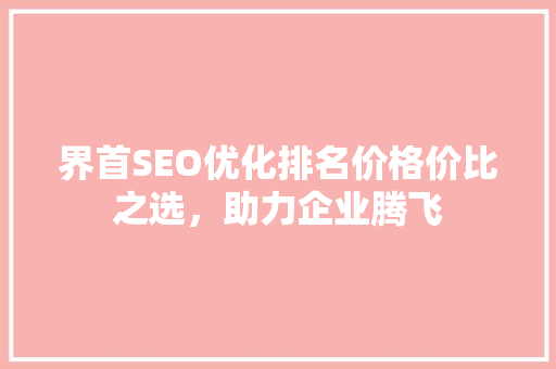 界首SEO优化排名价格价比之选，助力企业腾飞