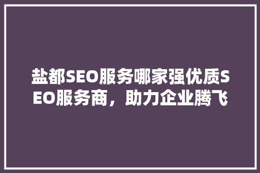 盐都SEO服务哪家强优质SEO服务商，助力企业腾飞